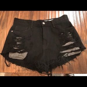 Pistola distressed denim black shorts